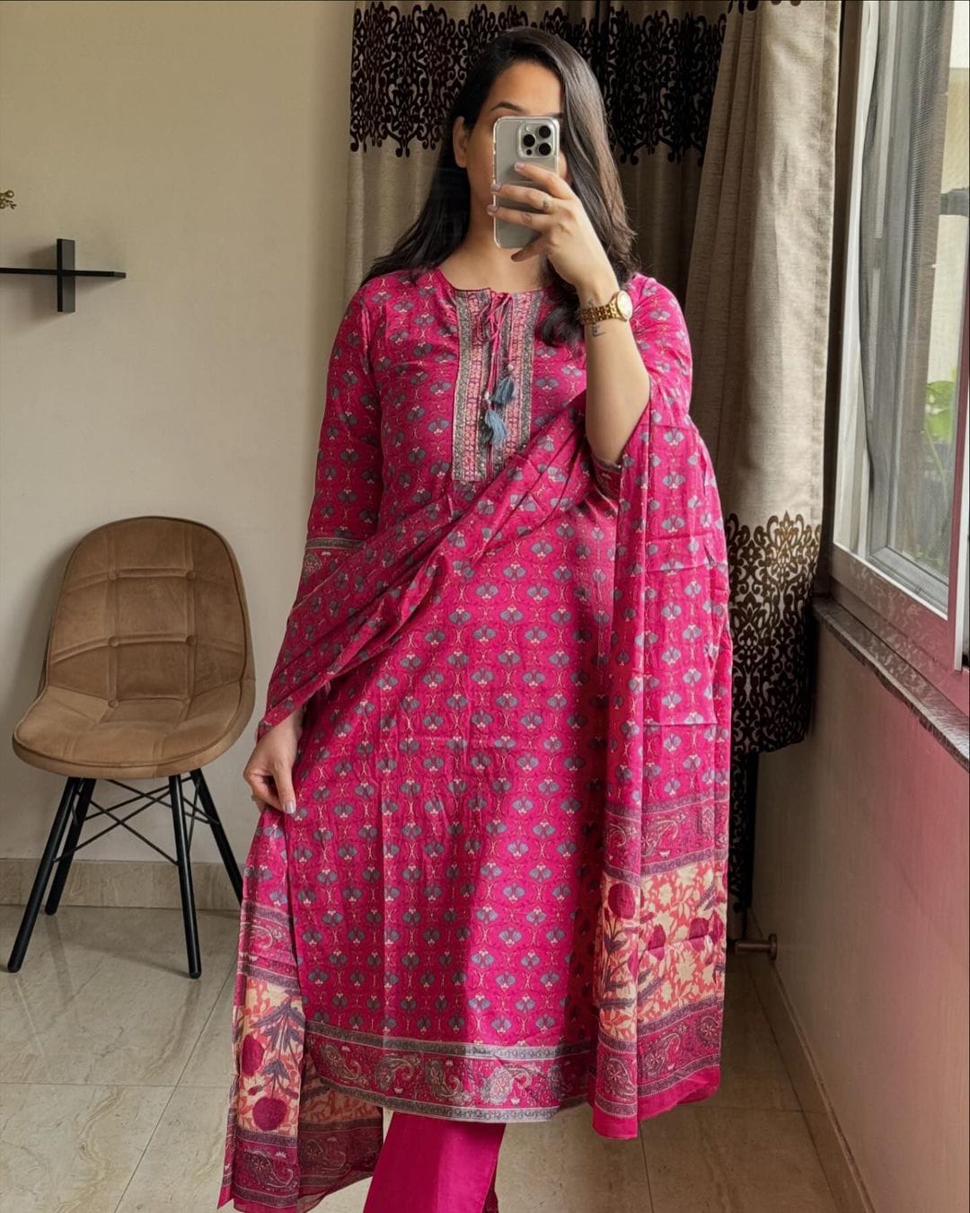 Akshar Printed Pure Cotton Kurti With Bottom Dupatta Wholesalers In Delhi
